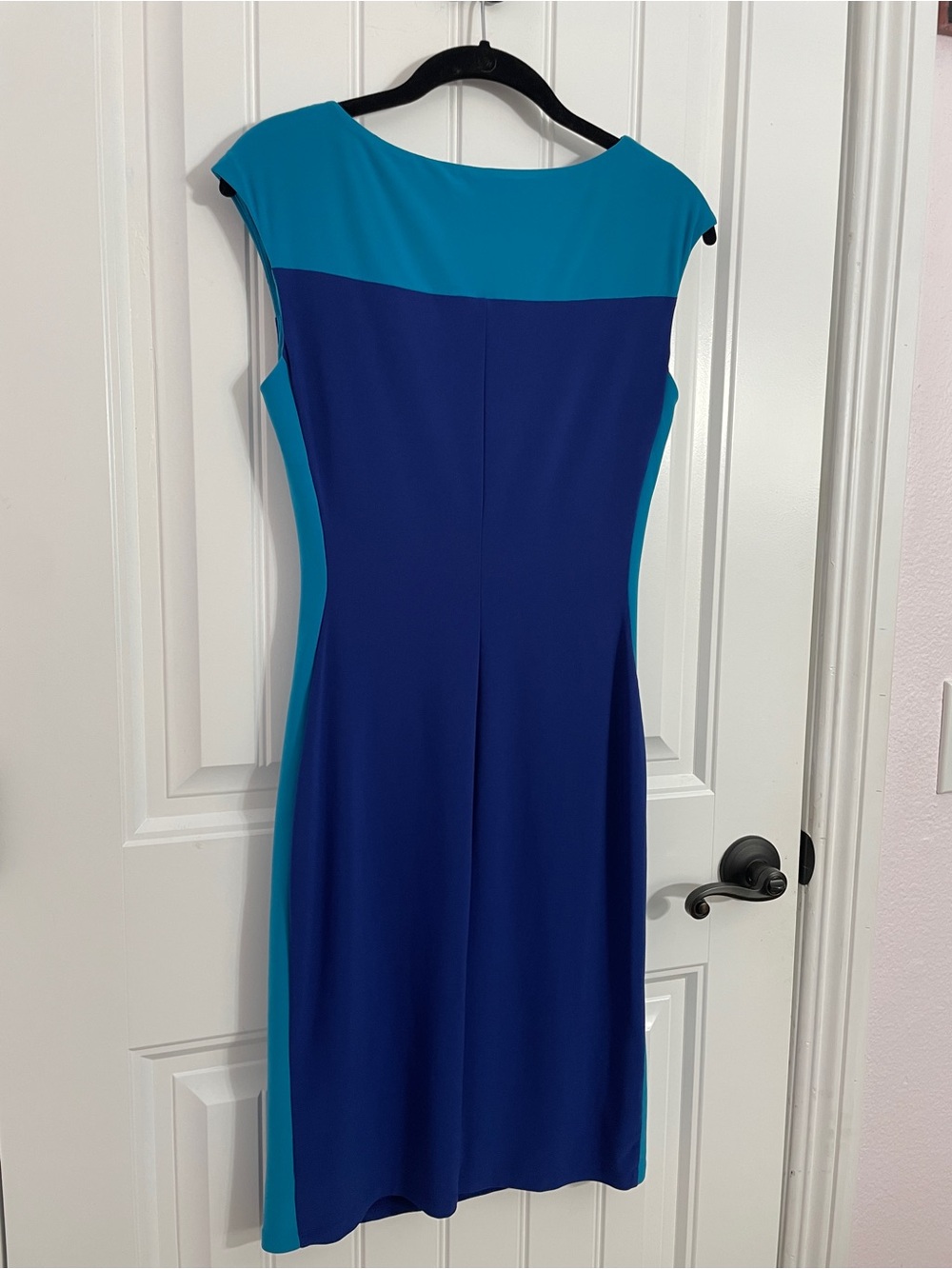 Chaps Blue & Turquoise Color Block Ruched Sheath Dress XS - Picture 6 of 17